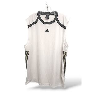 Vintage Adidas Climacool Athletic Sleeveless Shirt Tank Top XL White Gold Blue